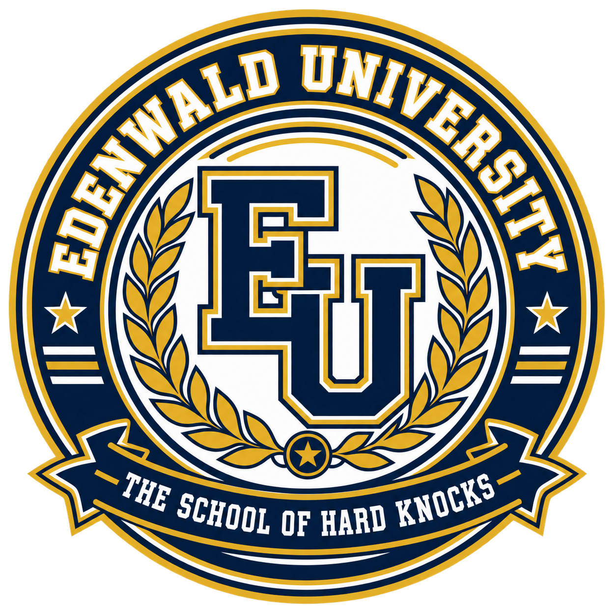 Edenwald University crest — The School of Hard Knocks